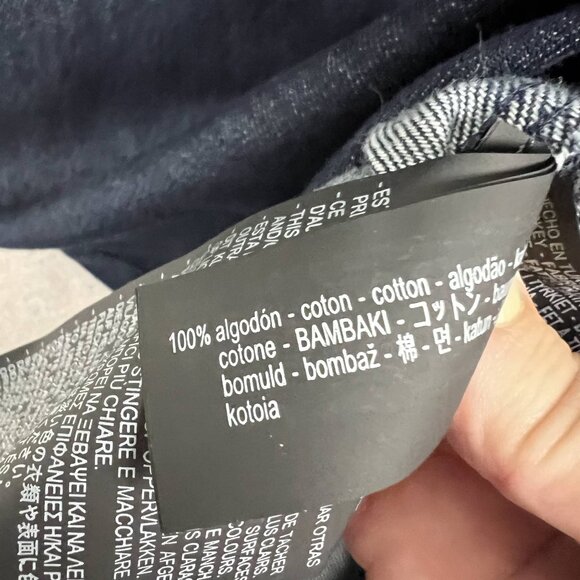 Zara zippered dark denim column midi dress 2-way zip 100% cotton long sleeve - Picture 9 of 10